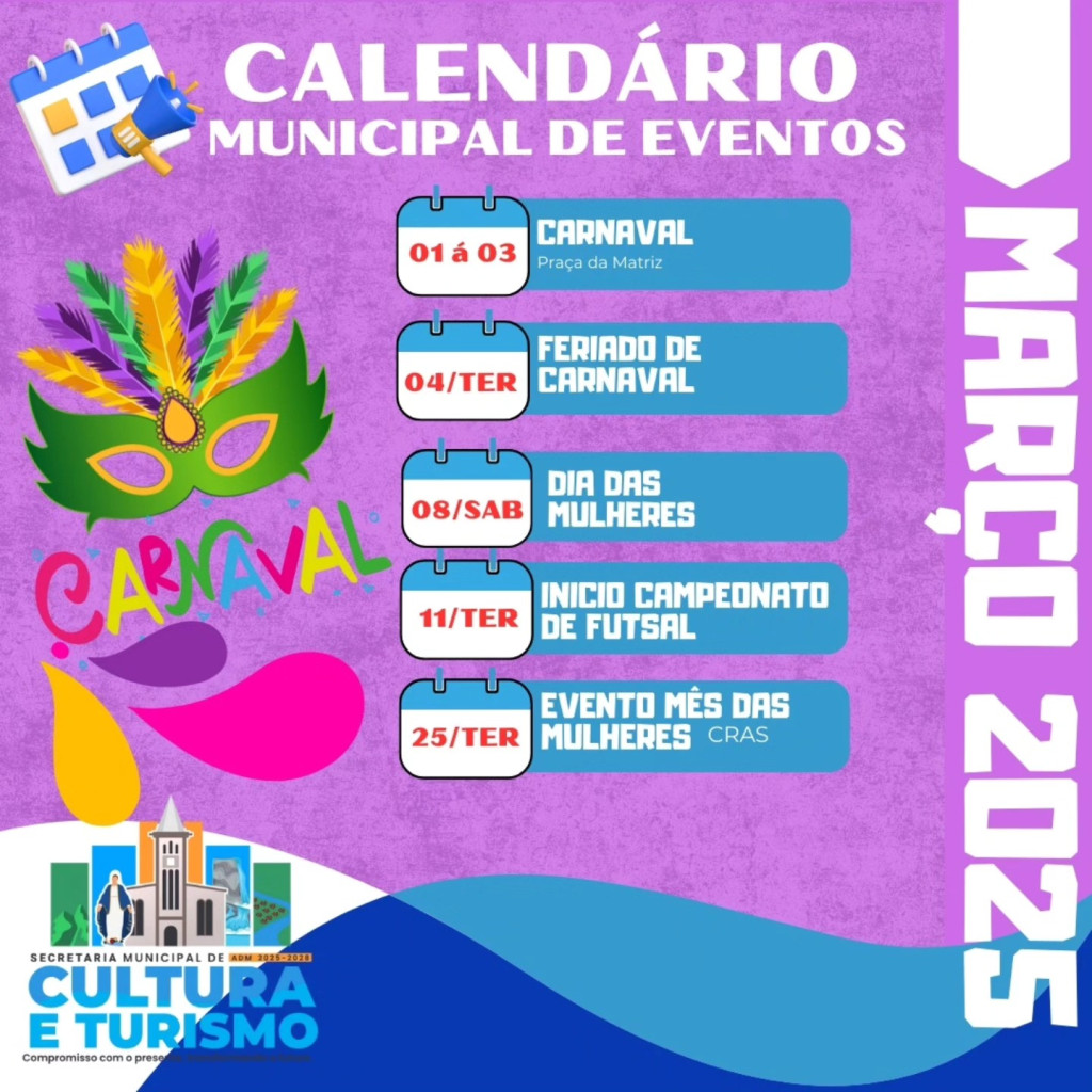 Calendário Municipal de Eventos Mês de Março de 2025