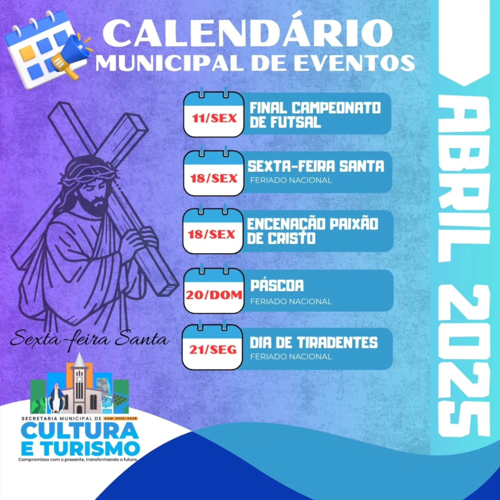 Calendário Municipal de Eventos Mês de Abril de 2025