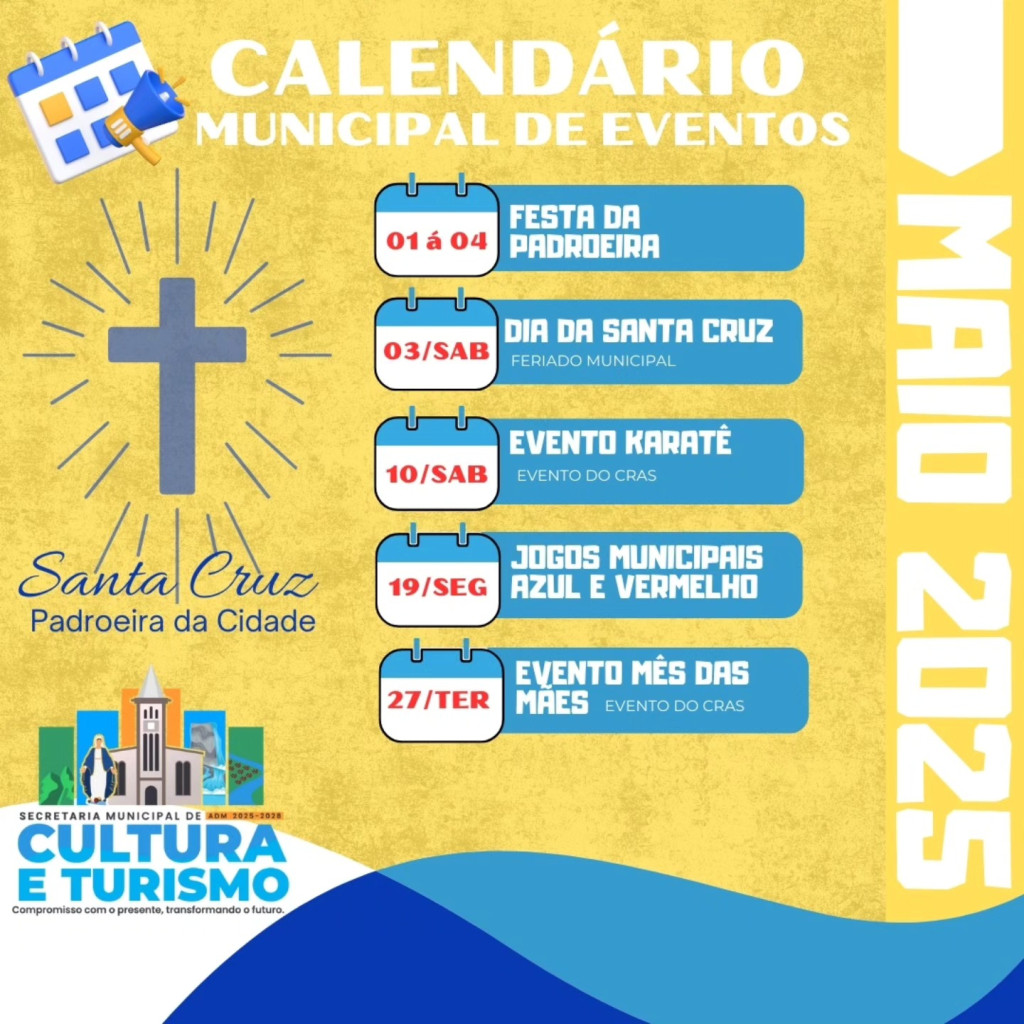 Calendário Municipal de Eventos Mês de Maio de 2025