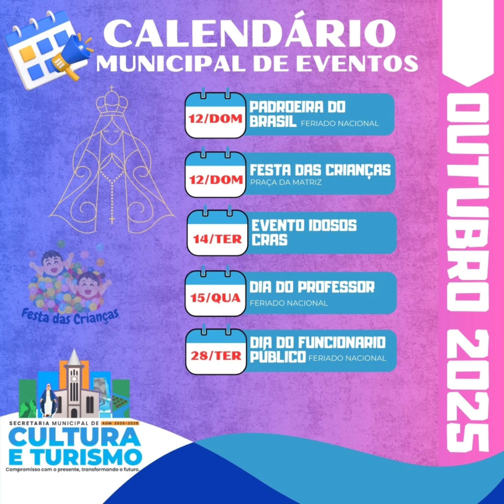 Calendário Municipal de Eventos Mês de Outubro de 2025